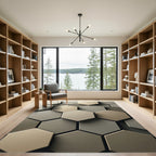 Neutral Geometric Hexagon Earth Tone Rug
