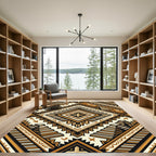 Amber Geometric Step Ziggurat Area Overlay Rug