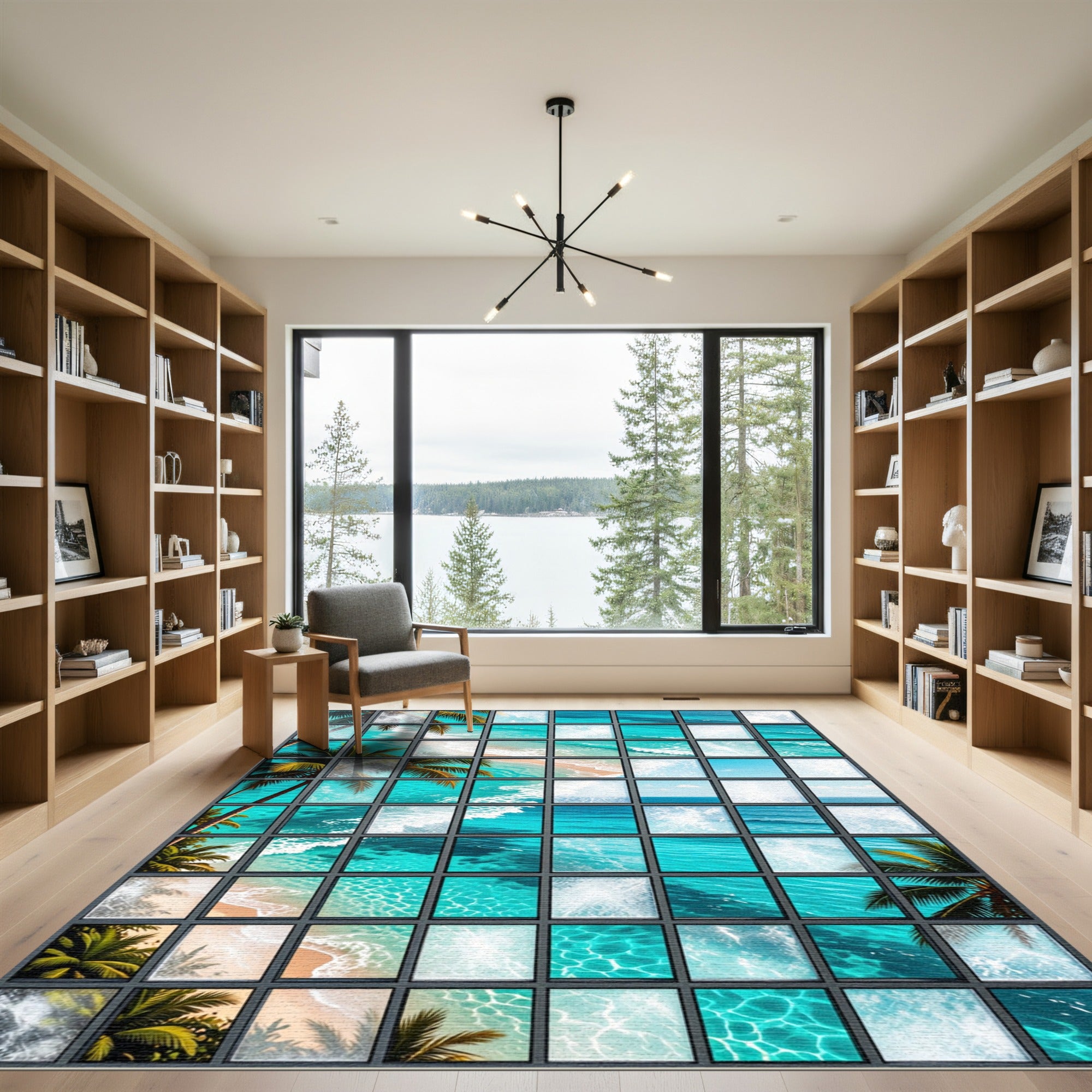 Tropical Palm Beach Ocean Collection Rug