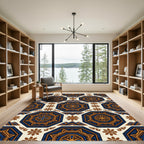 Blue and Golden Octagonal Medallion Rug