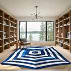 Nautical Blue Stripe Octagon Rug