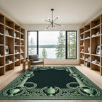 Classical Green Laurel Urn Column Frame Rug
