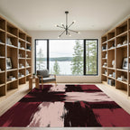 Bold Crimson and Cream Abstract Cross Rug