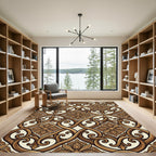 Ornate Brown Interlocking Floral Rug
