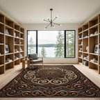 Ornate Bronze Swirl Medallion Regal Rug