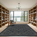Navy Rope Lattice Border Rug