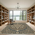 Antique Gold Floral Medallion Garden Rug