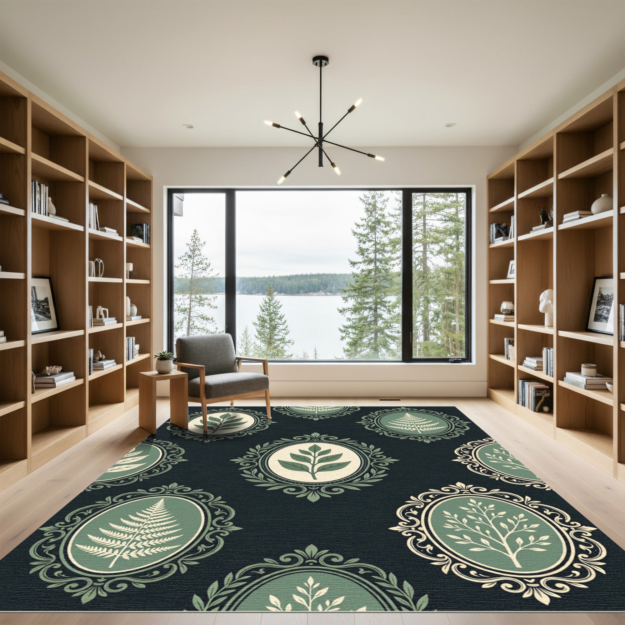 Botanical Sage Frame Gallery Tapestry Rug