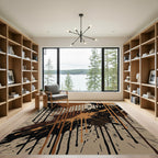 Abstract Black and Tan Liquid Drip Rug