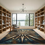 Celestial Golden Star Wheat Medallion Rug