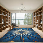Azure Spiky Starburst Cobalt Weathered Rug