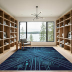 Neon Cyber Circuit Expressway Abstract Rug