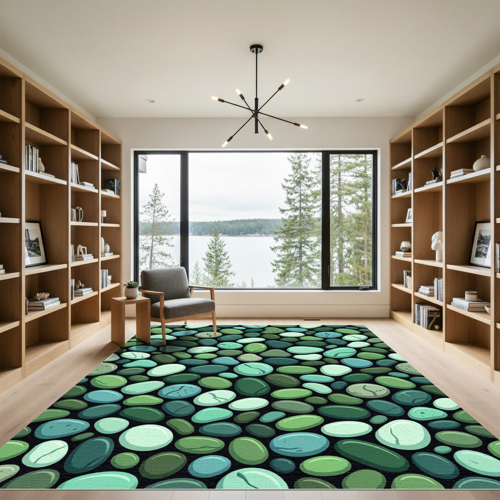 Cool Tones Polished Pebble Composition Rug