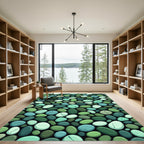 Cool Tones Polished Pebble Composition Rug