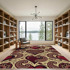 Ornate Crimson Heart Paisley Arrow Rug