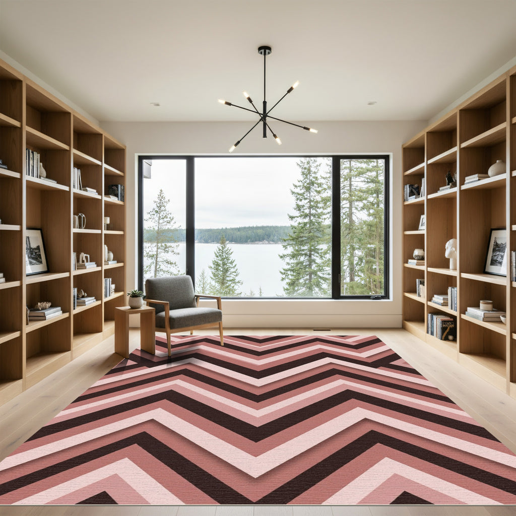 Shaded Rose Gradient Chevron Rug