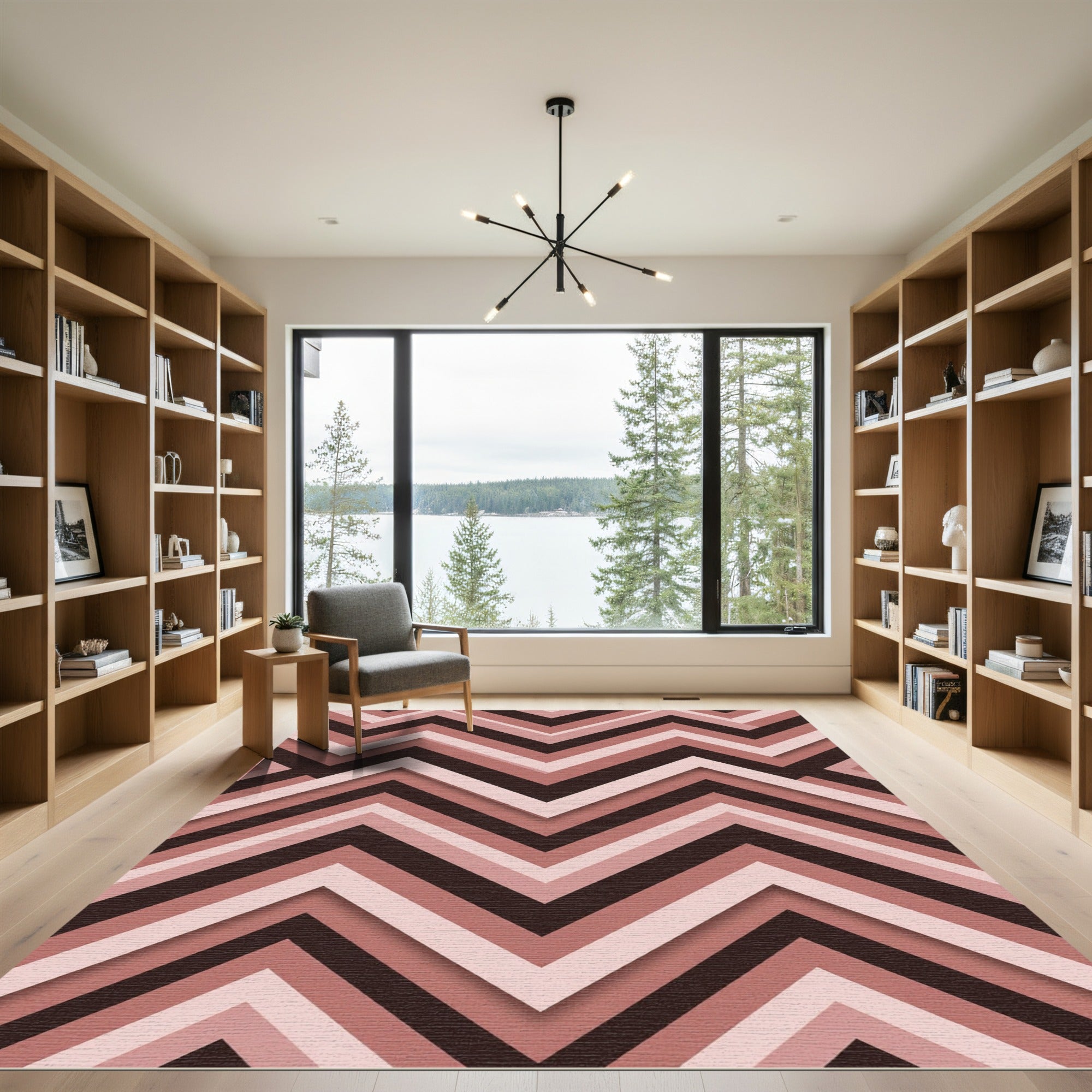 Shaded Rose Gradient Chevron Rug