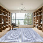 Classic Blue and White Vertical Stripes Rug