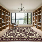 Deep Burgundy Paisley Floral Border Rug