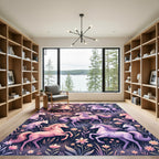 Whimsical Pastel Unicorn Floral Field Rug