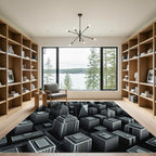 Gray Cityscape Skyscraper Aerial View Rug