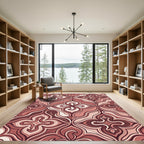 Crimson Floral Curving Arch Medallion Rug