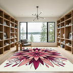 Crimson Pink Blooming Radial Floral Rug