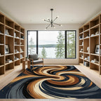 Modern Earthy Swirl Abstract Vortex Rug