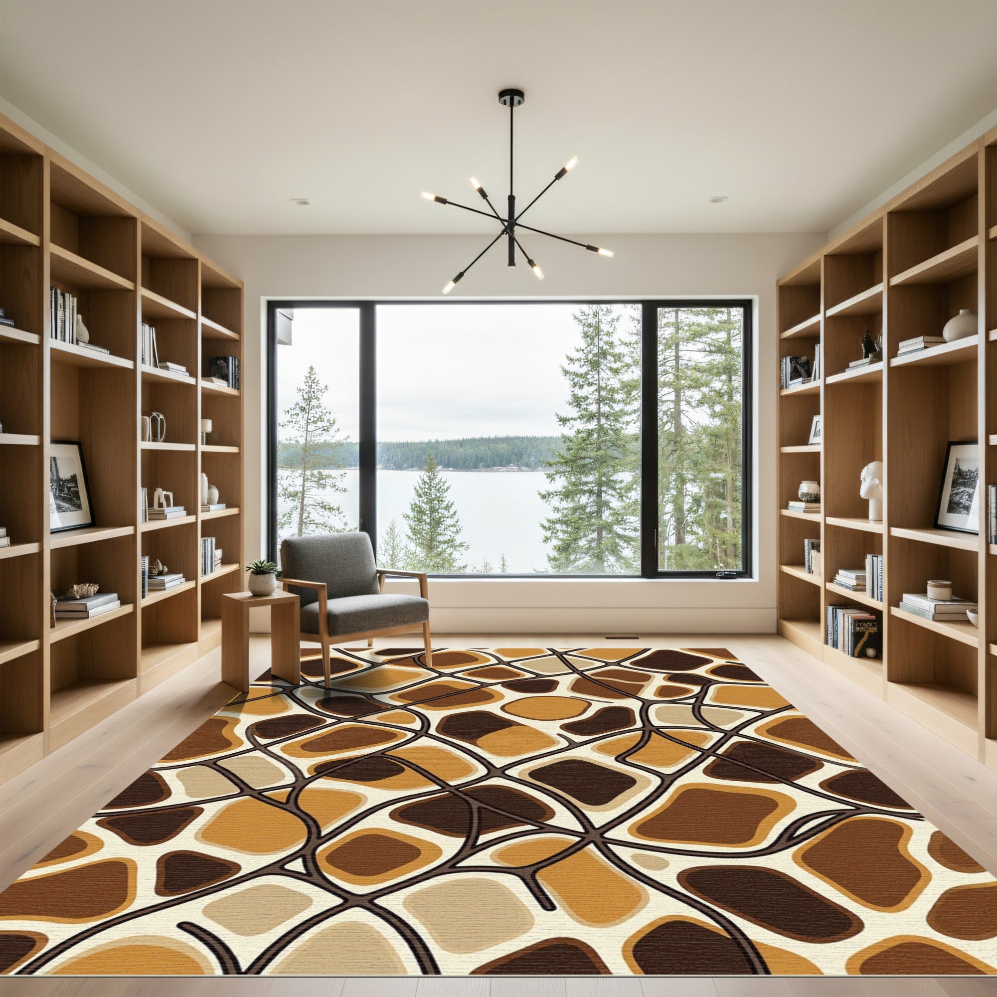 Brown Geometric Organic Shapes Rug