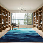Deep Blue Ocean Wave Watercolor Rug
