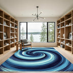 Oceanic Whirlwind Brushstroke Swirl Rug