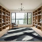 Bold Strokes Grayscale Abstract Rug
