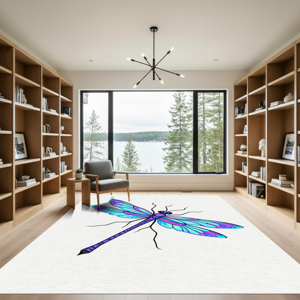 Vibrant Blue Purple Dragonfly Wings Rug