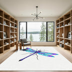 Vibrant Blue Purple Dragonfly Wings Rug