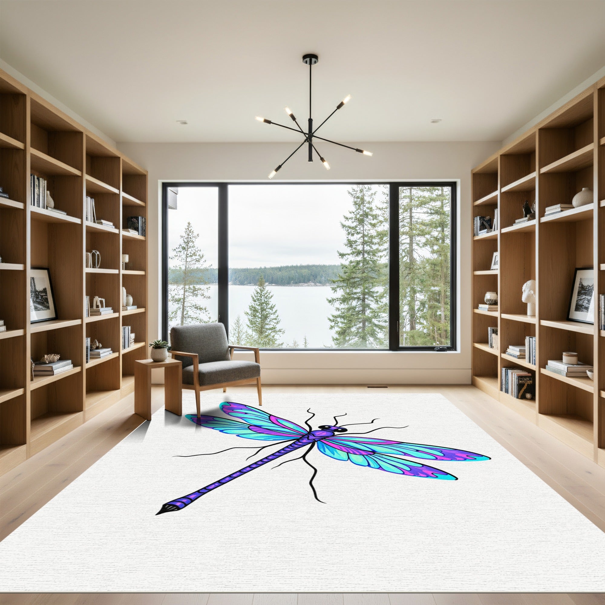 Vibrant Blue Purple Dragonfly Wings Rug