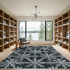 Minimalist White Winter Snowflake Geometric Rug