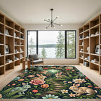 Enchanted Woodland Rabbit and Rose Garden Rug