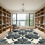 Dark Gray Clover Vine Pattern Rug