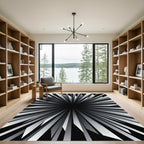Monochromatic Abstract Sunburst Radiant Vortex Rug