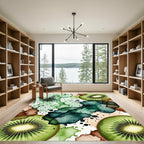 Vibrant Kiwi Slice Abstract Watercolor Rug