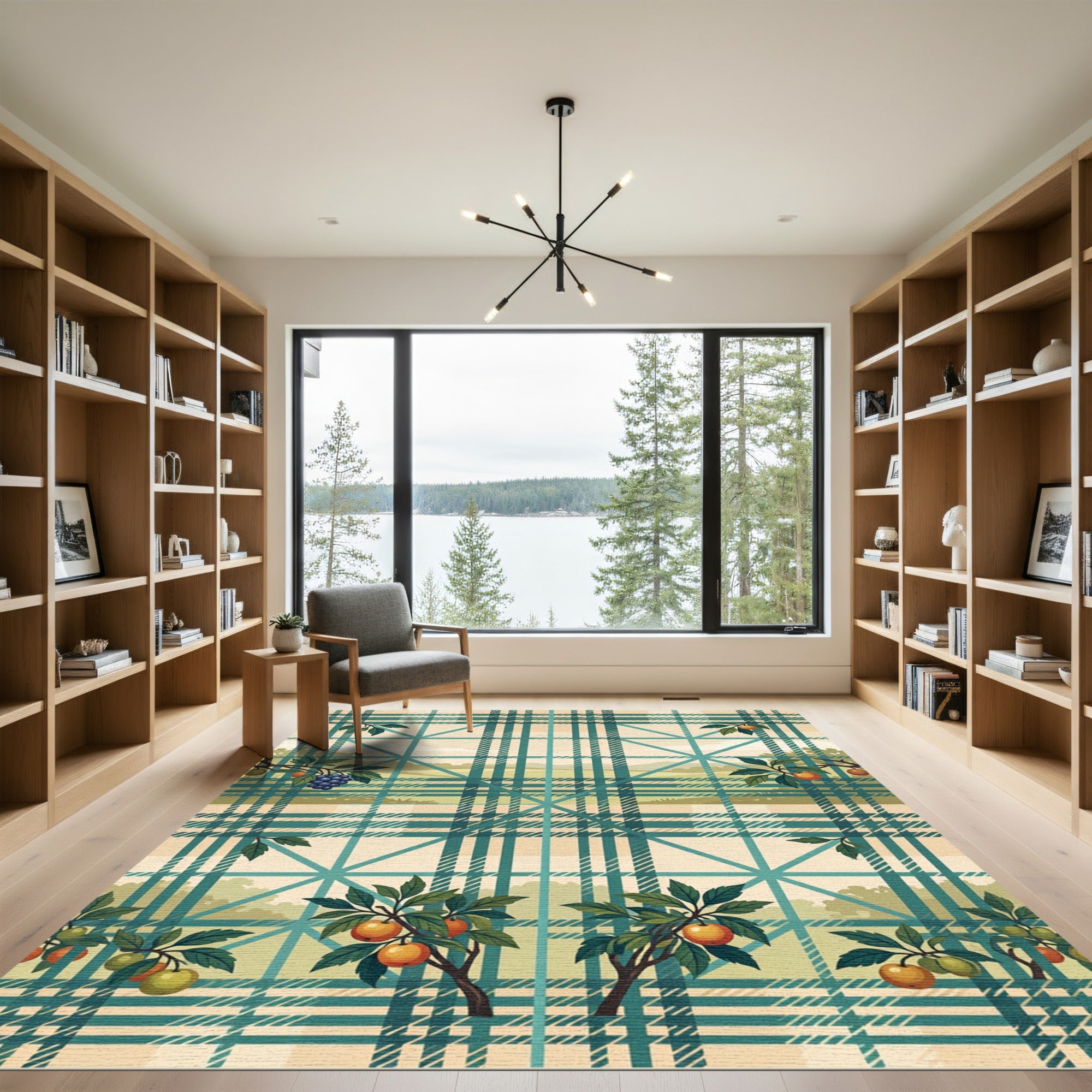 Tartan Orchard Fruit Plaid Landscape Rug