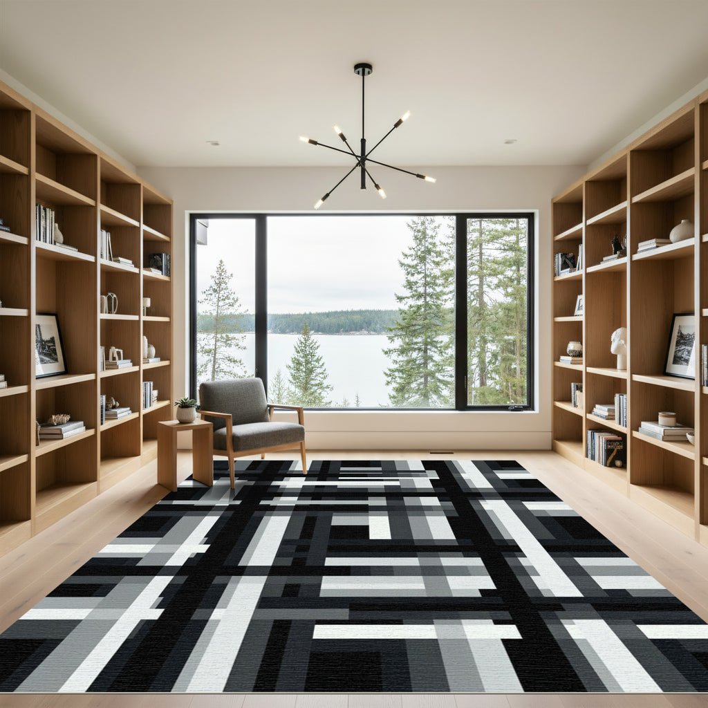 Monochromatic Intersection Grid Plaid Rug