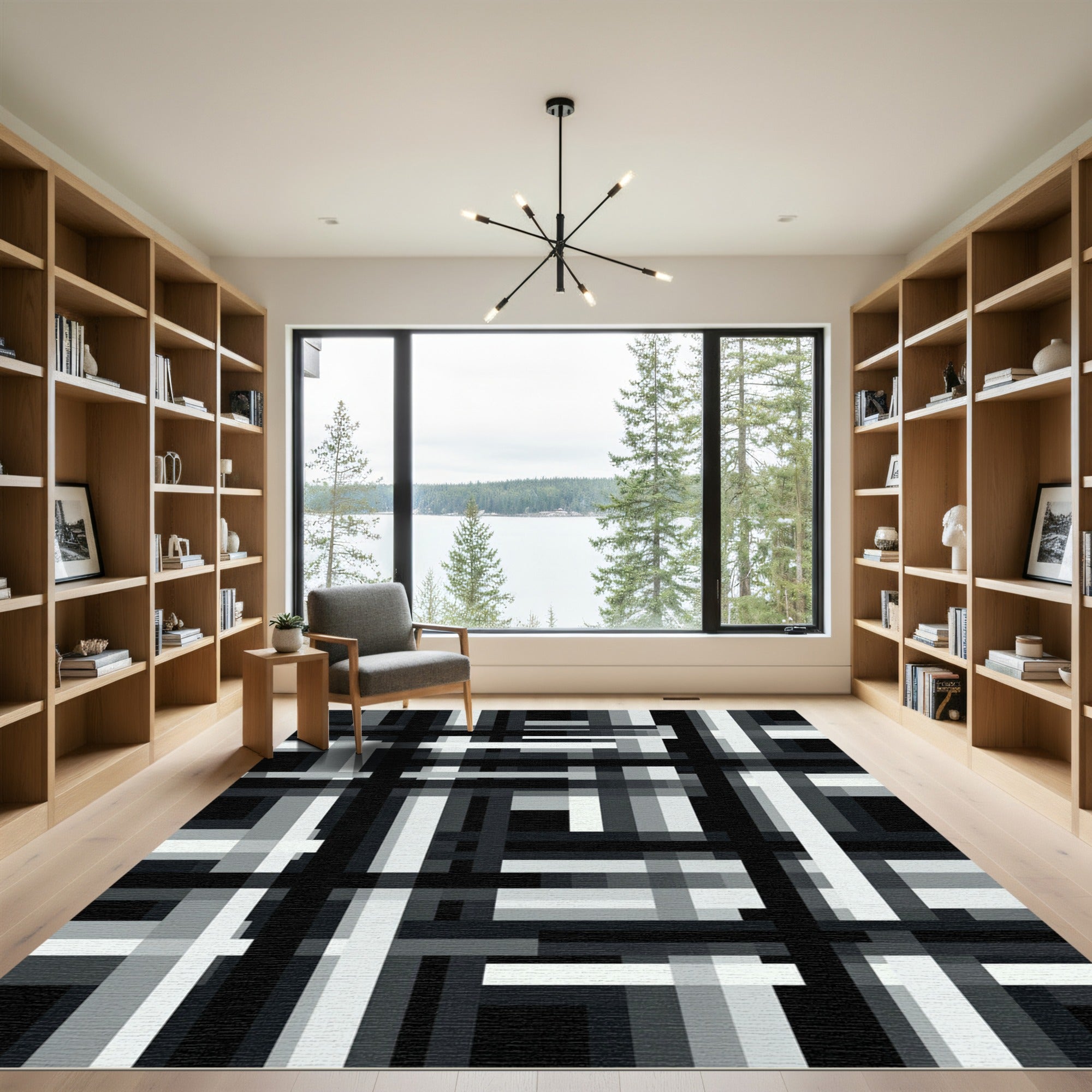 Monochromatic Intersection Grid Plaid Rug
