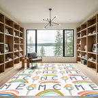 Watercolor Rainbow And Letter Mix Textile Rug