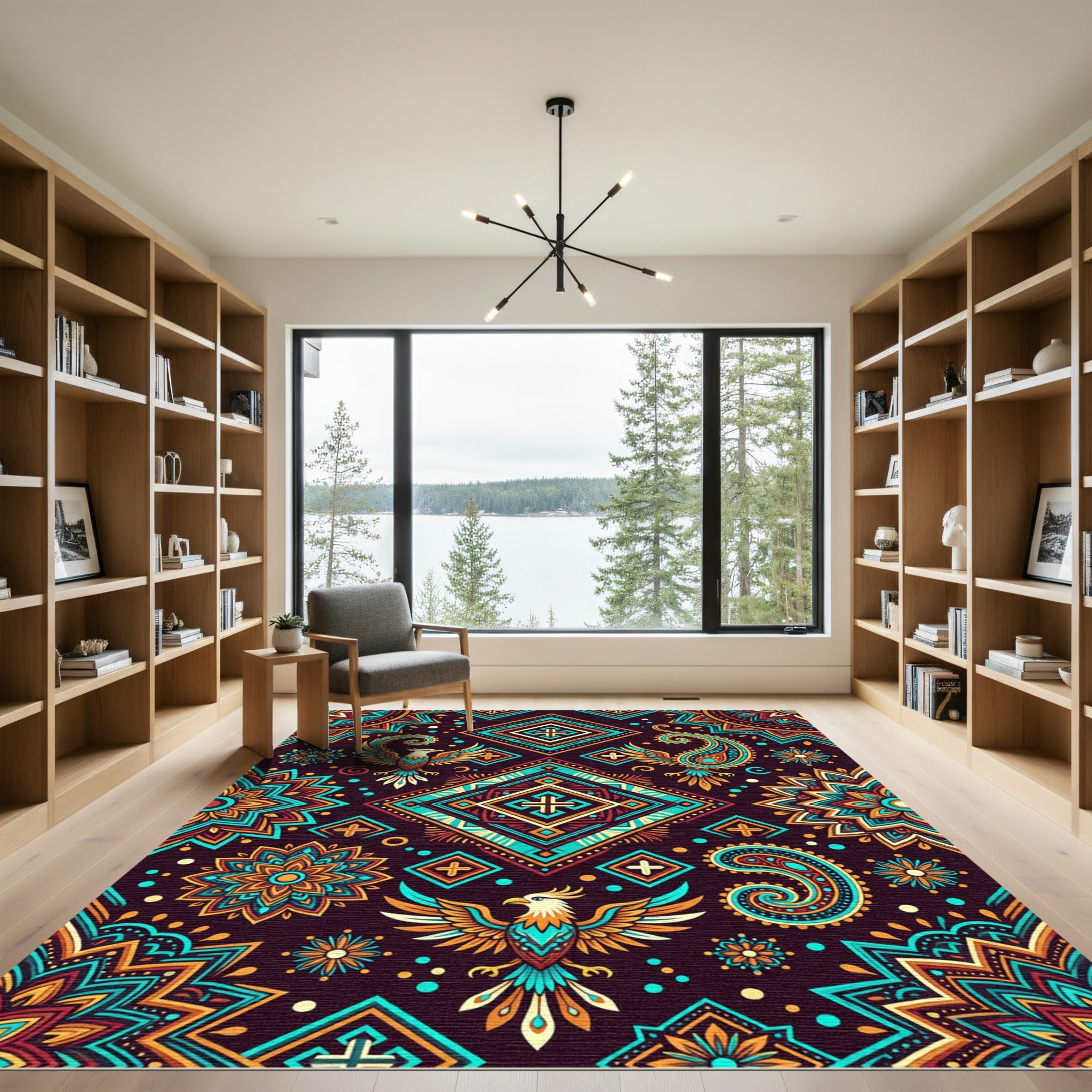 Vibrant Phoenix Paisley Geometric Rug