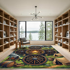 Rustic Frontier Wagon Wheel Celestial Rug