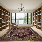 Crimson Gold Intricate Floral Medallion Rug