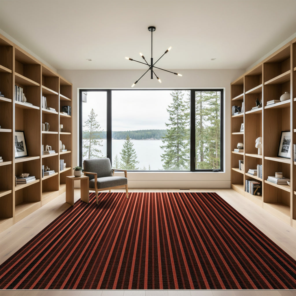 Deep Copper Vertical Stripe Rug