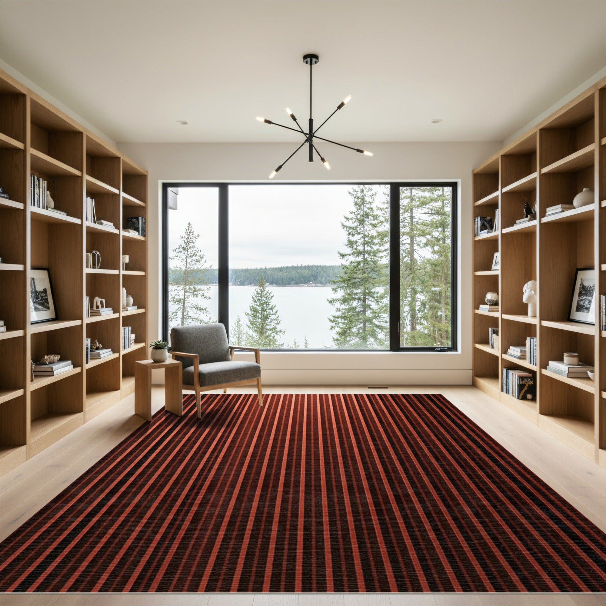 Deep Copper Vertical Stripe Rug