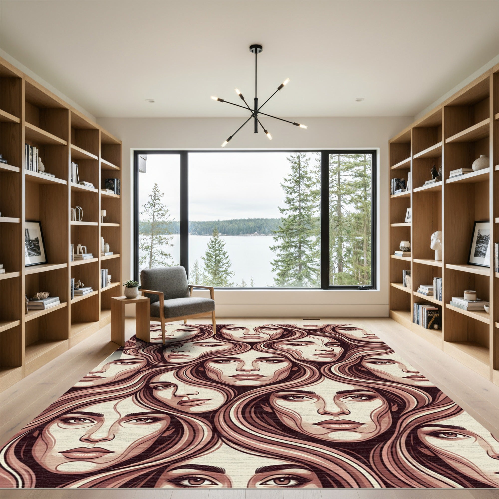Vibrant Sepia Portrait Mosaic Rug